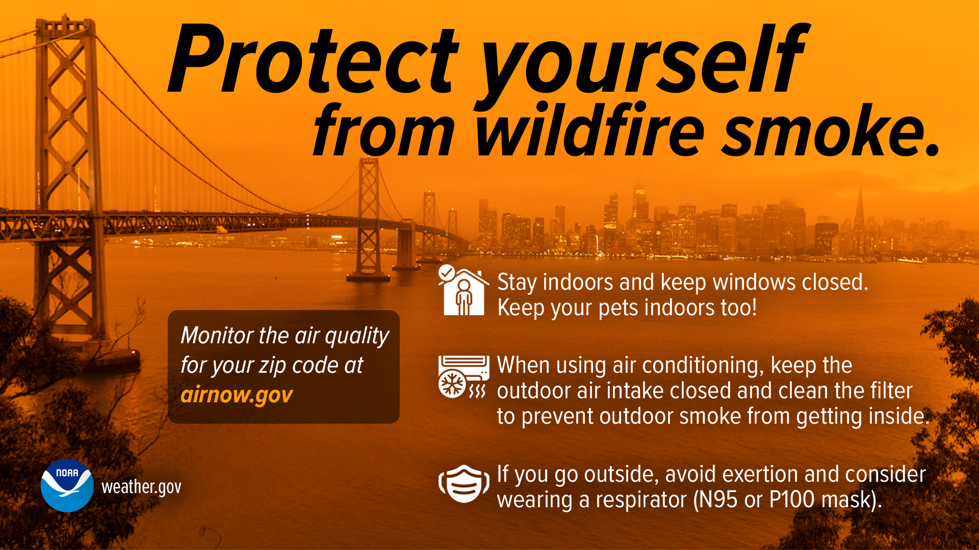 Weather.gov infographic on protecting yourself from wildfire smoke