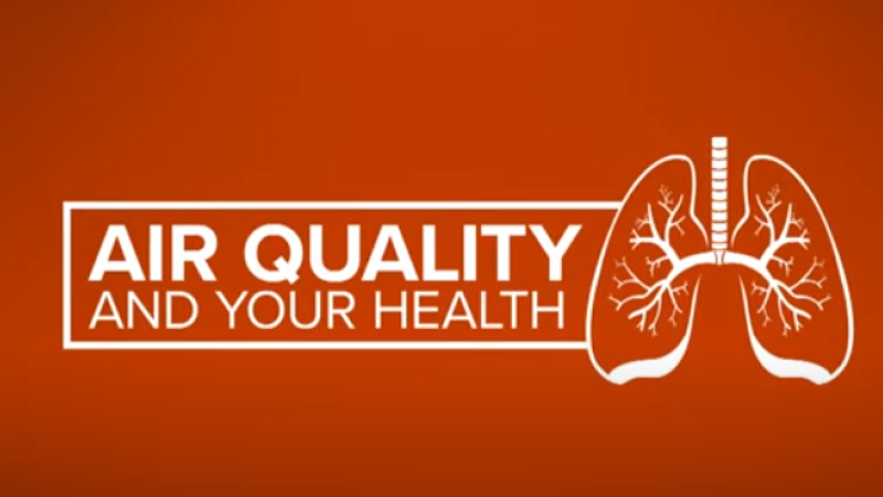 Air Quality and your health title graphic card for video